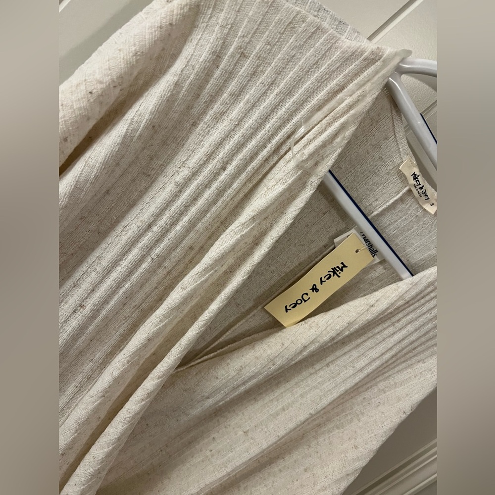 Cream Ribbed Wrap Sweater - Picture 6 of 7